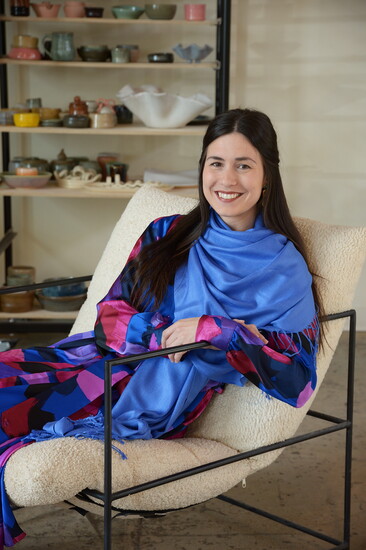 Guinevere Midi Dress, Blue pashmina- Elitaire Boutique