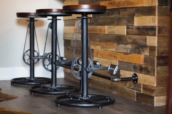 Bar stools with bike pedals