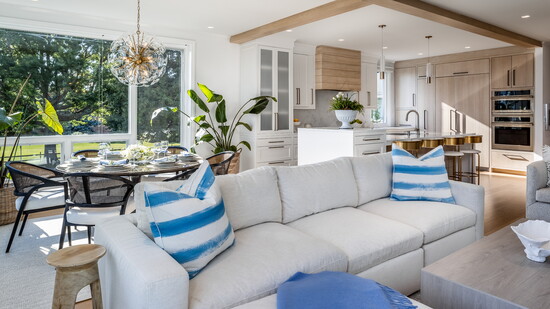 Combining modern materials and classic beams.