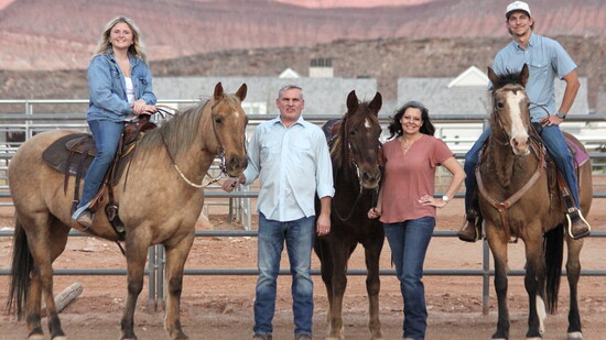 Daughter-in-law, Jerzi Christensen, Dallas, Shonie and son, Hunter, and their rescue horses