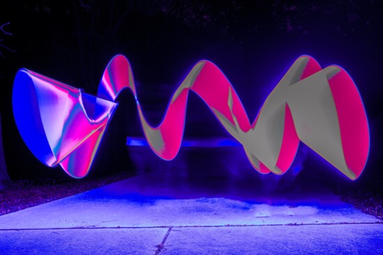 Vibrant colors and shapes in light painting by Joan Tilton