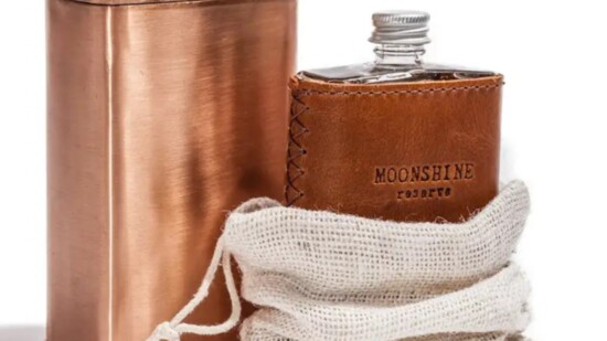 Moonshine Reserves, available at Paris Texas Apparel Co., has notes of Appalachian gin and aged leather. Photo courtesy of East West Bottlers