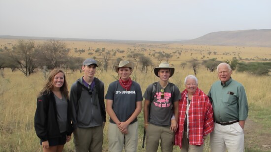 2017 "Cousins Camp" on safari in Africa. Emma (20), Morgan (21), Joey (18) Miles (19) and Jo Ann and Don Vodegel