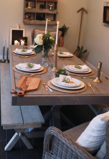 Rustically elegant table settings set the vibe.