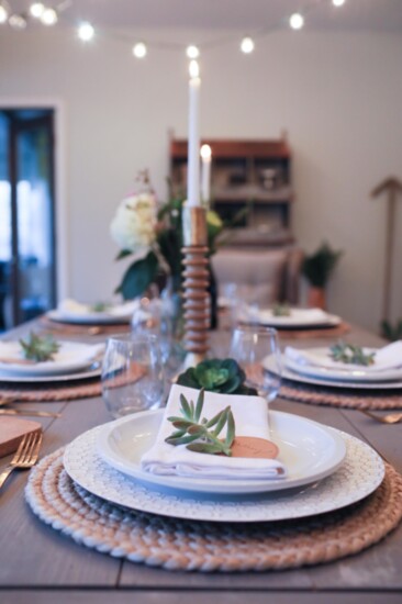 Rustically elegant table settings set the vibe.