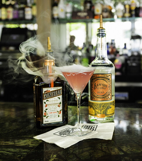 The Banyan Cosmo's  bubble leaves a wispy trail of smoke when popped.