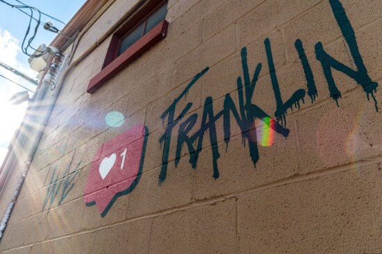 “We heart Franklin” Mural by forBecks at Riverside Franklin, 144 Bridge Street
