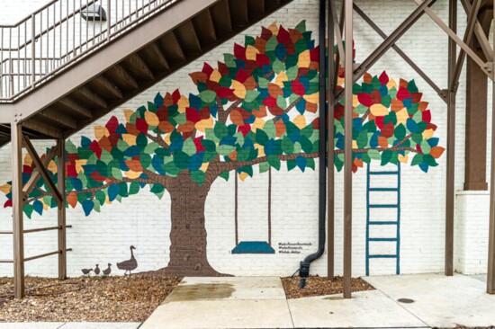 "Tree & Swing" Mural by Kristen Fisher at Westhaven Town Center, 188 Front Street