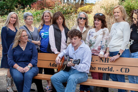 Slater sharing his song with some of the Warrior Moms 