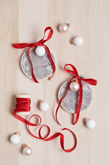 Holiday ornaments from old clothes.
