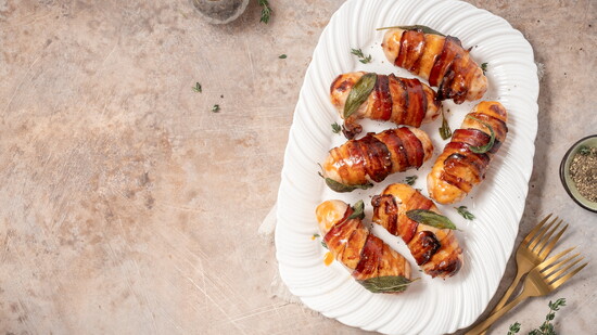 Honey-Glazed Bacon-Wrapped Cocktail Sausages