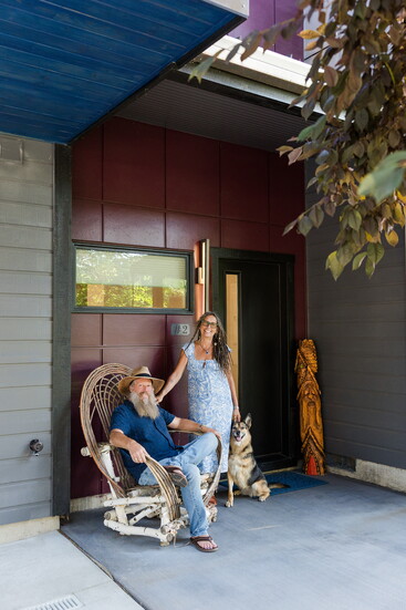 Ryan Freitas, owner and founder of Total Home Solutions (THS) and wife Melissa Rizzo-Freitas, THS Human Resources Manager and their dog, Merci-Roo. Pc: Natalie 
