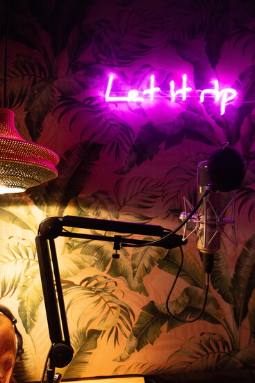 Inside the recording booth.