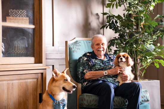 Fred Wright with Addie and Maverick