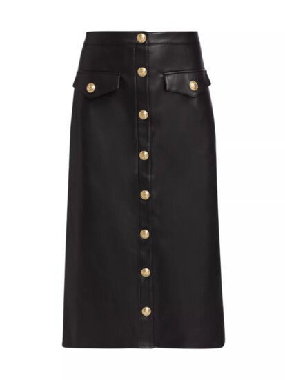 L'AGENCE Milann Faux Leather Midi-Skirt