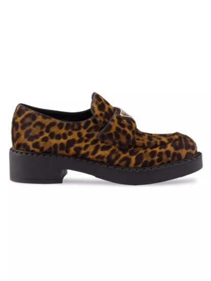 Prada   Printed Leather Loafers