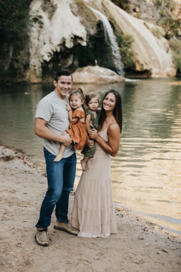 Derek Geiges with wife Reagan, daughter Gracie, and son Beau