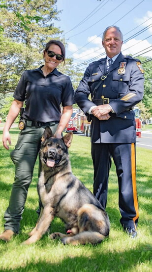 K9 Gucci with Sergeant Shannon Snook and Sheriff Darrin Russo