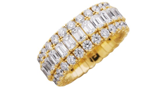 Expandable 18k Yellow Gold and 7.14cttw Diamond Ring