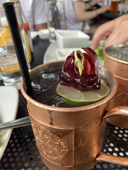 Drinks on the Patio of Yankee Girl Restaurant 