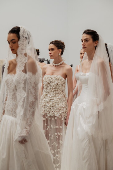 Models in Lihi Hod at New York Bridal Fashion Week. Photograph by Randy Lange
