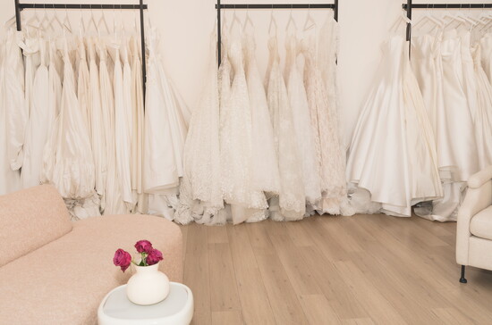 A selection of NWLA Bridal dresses on display 