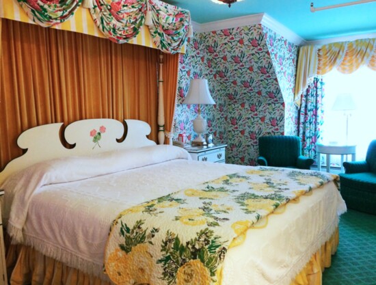 Each bedroom in the Grand Hotel is unique, but all are colorful and comfortable.