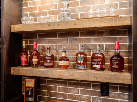 Custom whiskey shelving to shelve your favorite bottles