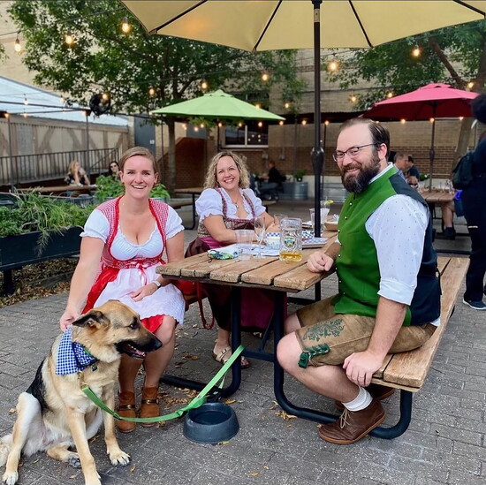 Patrons sporting traditional German attire at Oktoberfest. Image Credit: Kristina Recla.