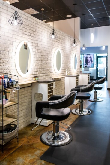 Each area has its own feel. The salon is bright and high-energy.