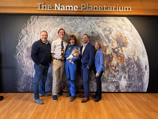 Space kids presentation at SM&NC Astronomy Center: Marty Shapiro, Charles Eder, Sharon Hagle & Saba the Spacedog, Bill Brucker and Lynne Kraselsky