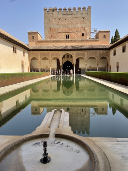 A courtyard in Granada's Alhambra.