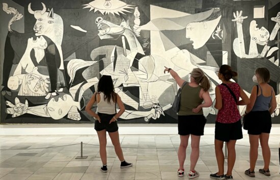 Guernica, Picasso’s seminal work on the Spanish Civil War, can be viewed at the Reina Sofía museum in Madrid.