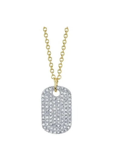 Diamond Pave Dog Tag Necklace