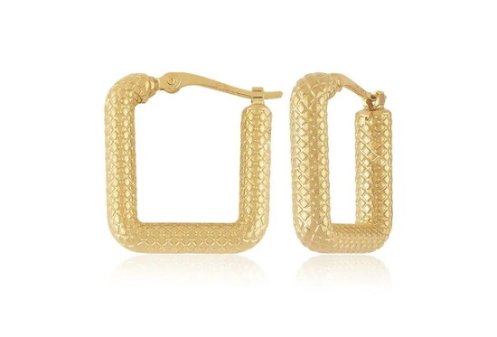 Yellow Gold Hoop Sculptural Earrings
