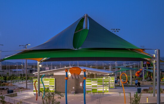 Playground at Paloma Community Park at night