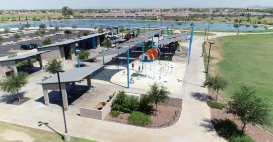 Pioneer Community Park Splash Pad Aerial View