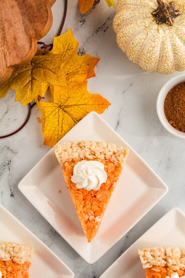 Pumpkin Pie Rice Krispie Treats with Whipped Topping​