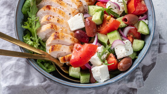Grilled Greek Chicken with Cucumber Feta Relish