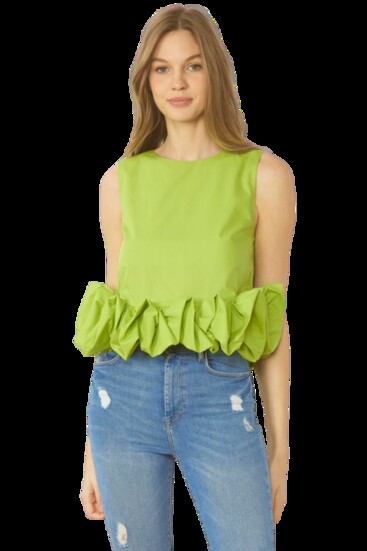 Key Lime/Chartreuse Tank w/ Ruffles