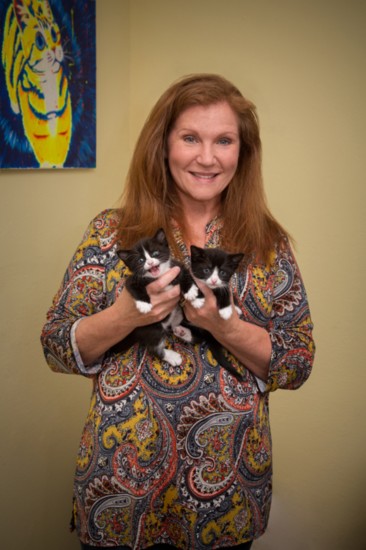 Vice President of the Board, Theresa Fitzgerald, with York and Godiva. 