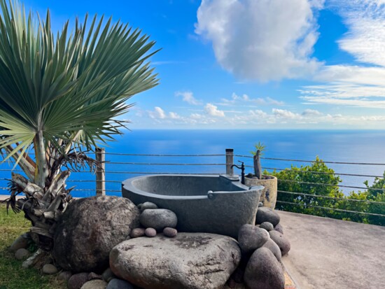 A perfect spot for a bath, overlooking the entire Caribbean.