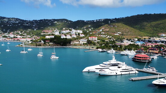 Luxury yachts and sailboats at Long Bay, St. Thomas
