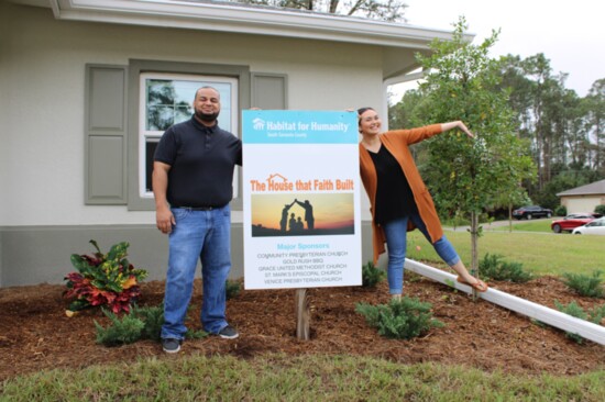 Dominick and Kaylene Beltran in front of their new south county home.