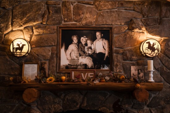 A picture of Susan's family in the early days of the ranch hung above the fireplace at the ranch