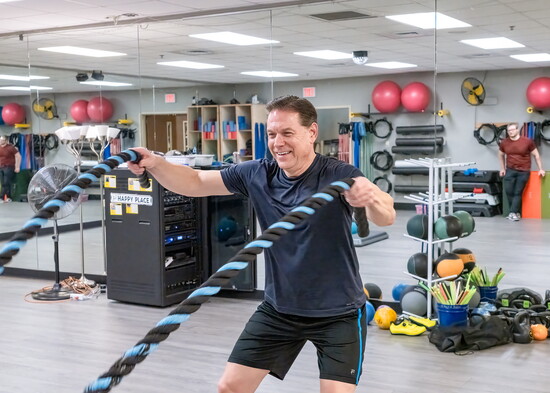 Jeff Stine enjoying a workout created by trainer Andrew Murray.