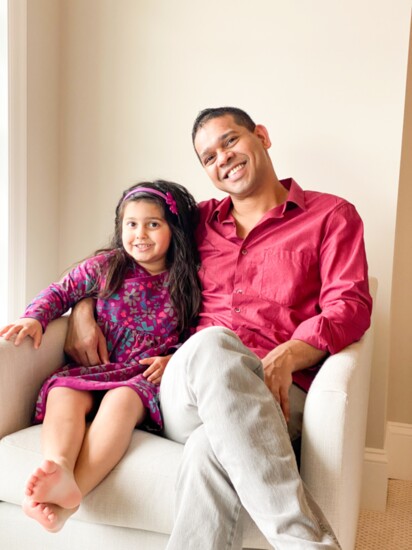 Vijaye with his daughter Nila.