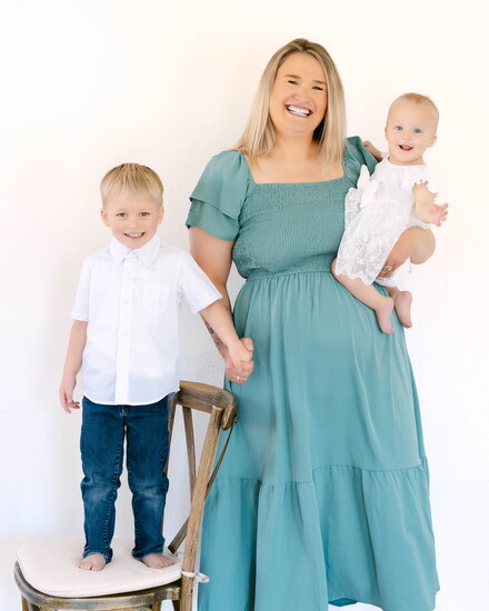 McKay Crist with her children, Kallahan (L) and Parker (R).