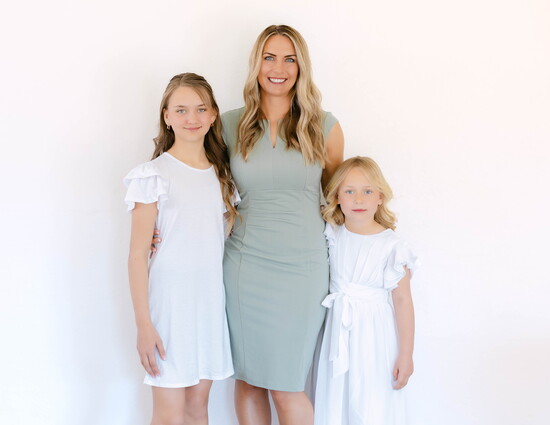 Becky Lauridsen with daughters Bryer (L) and Brystol (R).