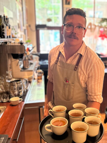 Dillon Ramsey, sommelier and tea expert at Café Frank. Photo courtesy of MJ Padilla. 